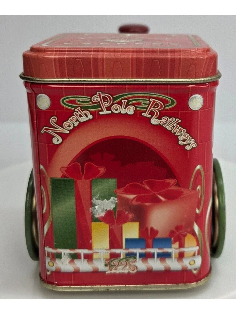 North Pole Railways 1225 Christmas Train Tin Holiday Express Metal LocomotiveVTG